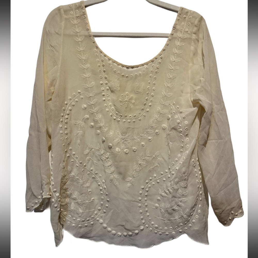 Silk boho blouse delicate‎ and femine size M pure silk